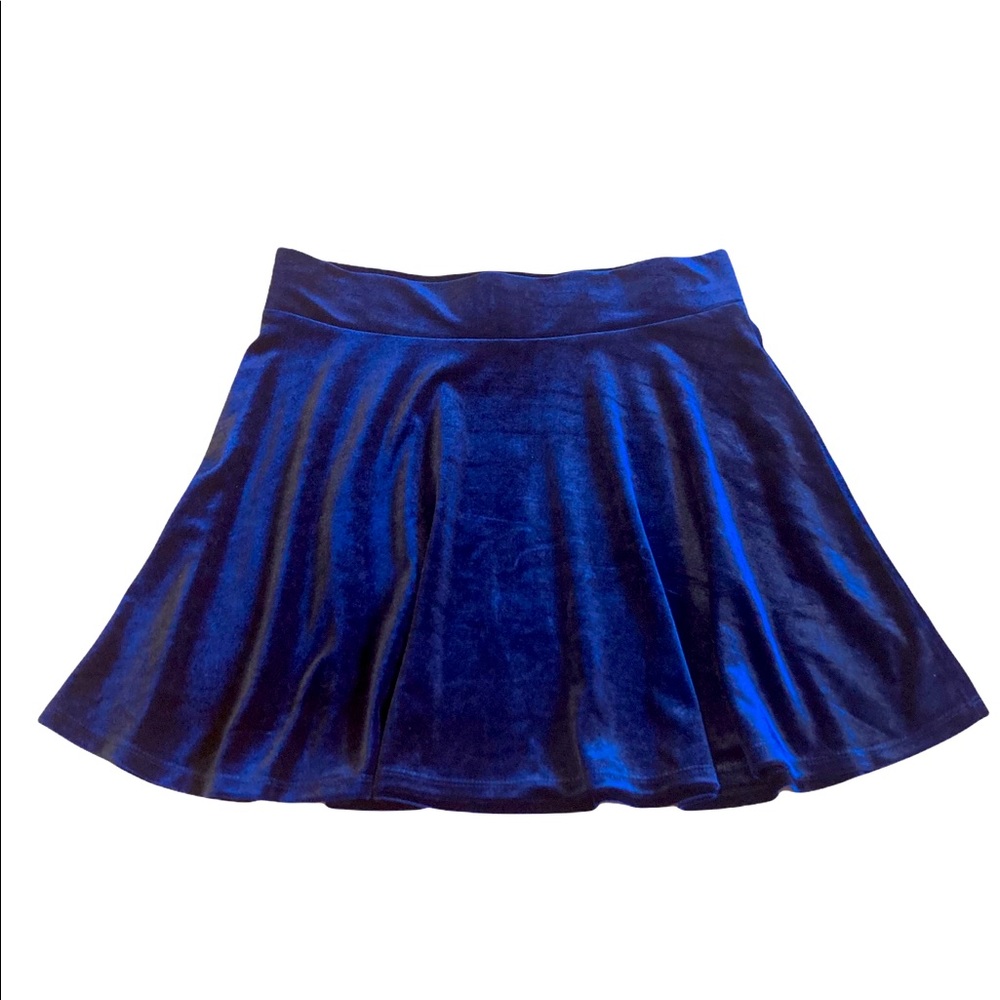 Forever 21 Blue Velvet Short Skater Skirt - L